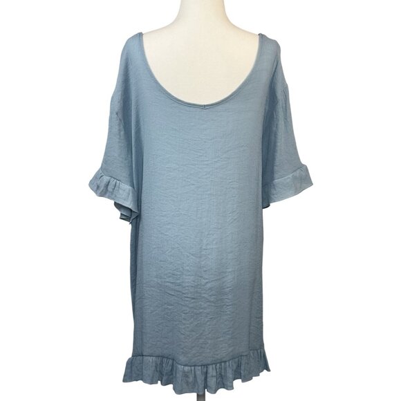 Cupshe Size L Womens Dress Light Blue Ruffle Hem Short Sleeve Blouse F  Rayon/Po - Picture 2 of 9